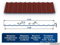 Профнастил С9 рал 3009 0,55 красно коричневый