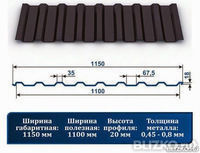 Профнастил С20 рал 8017 коричневый 0,4