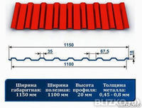 Профнастил С20 рал 3020 0,5 красный