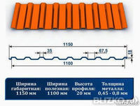 Профнастил С20 рал 2004 0,6 оранжевый