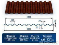 Профнастил С21 темное дерево