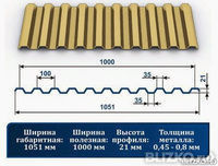 Профнастил С21 рал 1014 бежевый 0,4