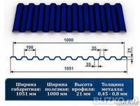 Профнастил С21 рал 5002 ультрасиний 0,4