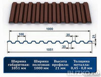 Профнастил С21 рал 8017 коричневый 0,4