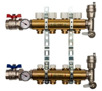 Распределительный коллектор из латуни без расходомеров 4 вых. STOUT
