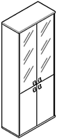 Шкаф высокий широкий (2 низкие двери ЛДСП, 2 средние двери стекло)