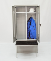 Шкаф для раздевалки ШГС/800 ВСК с ящиком под обувь и выдвижной скамьёй