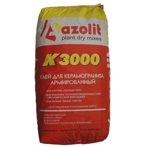 Клей для керамогранита армированный К-3000, 25 кг AZOLIT