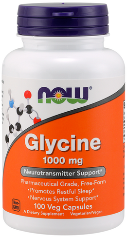 Глицин, 1000 мг, 100 капсул, NOW