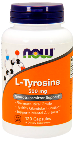 L-тирозин, 500 мг, 120 капсул, NOW