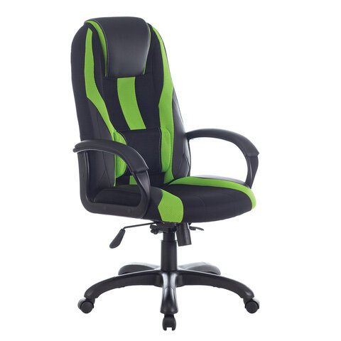 Кресло компьютерное BRABIX PREMIUM Rapid GM-102 экокожа/ткань черное/зеленое 532419 GM-102_532419
