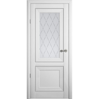 Дверь межкомнатная искусственный шпон Прадо, ДО, белый, молдинг серебро