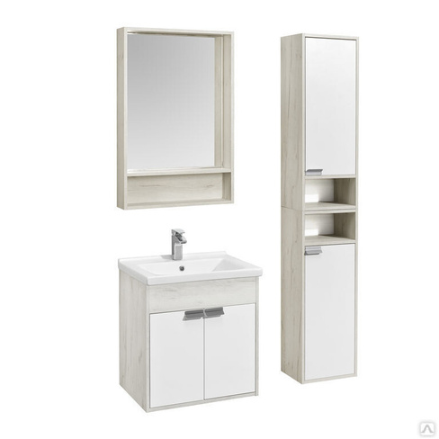Зеркальный шкаф Aquaton Флай 60 см белый, дуб крафт 1A237602FA860