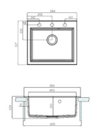 Мойка для кухни из литого мрамора Aquaton Линеа 58 см кофе 1A733032LW280