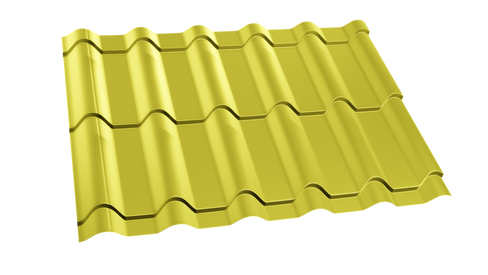 Металлочерепица Даймонд 1018 жёлтый цинк 0,5 полимерное покрытие