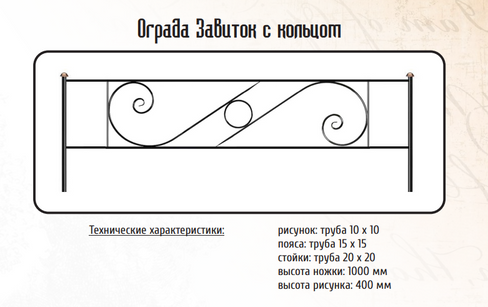 Оградка металлическая Завиток с кольцом, 40 см