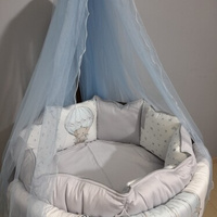 Комплект в кроватку Minky moon "Слоник на воздушном шаре" цвет голубой