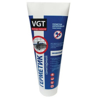 VGT герметик акриловый санитарный для внутренних и наружных работ, туба, бесцветный (250гр)