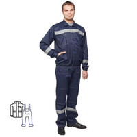 Костюм рабочий летний мужской л22-КПК с СОП синий (размер 56-58, рост 158-164 см)