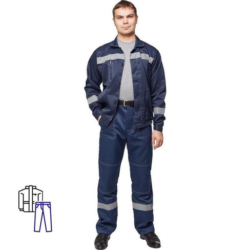 Костюм рабочий летний мужской л22-КБР с СОП синий (размер 56-58, рост 158-164 см)