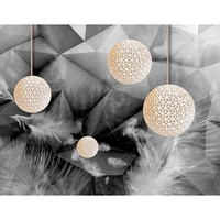 Бумажные бесшовные фотообои Verol Геометрия и перья 3D