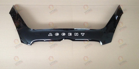 Дефлектор капота LONG VIP (пластик) Hyundai Accent/Era 2006-2011