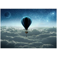 Флизелиновые фотообои Уютная стена "3D воздушный шар над облаками" 380х270 см с текстурой Песок