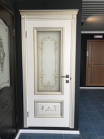 Межкомнатные двери Дуэт Эмаль белая с патиной золото от компании Двери Профит купить в городе Пятигорск