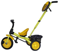 Велосипед трехколесный Galaxy VIVAT 3 желтый, с родительской ручкой, колеса ЭВА