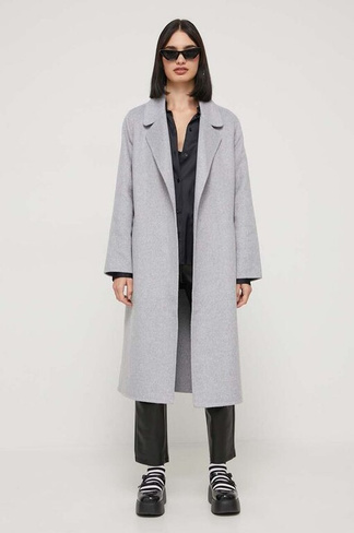 Пальто из смесовой шерсти Abercrombie & Fitch, серый