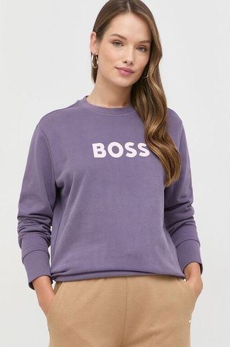 Хлопковая толстовка Boss, фиолетовый