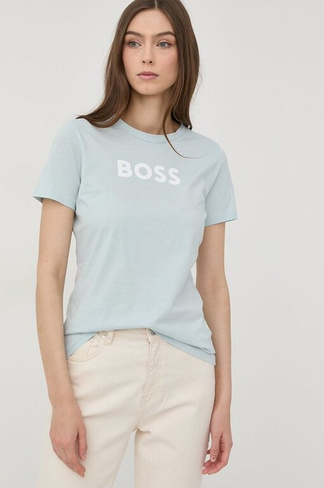 Хлопковая футболка Boss, синий