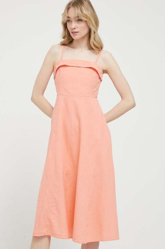 Льняное платье Abercrombie & Fitch, оранжевый