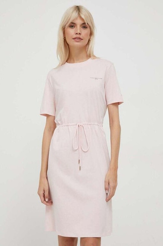 Хлопковое платье Tommy Hilfiger, розовый