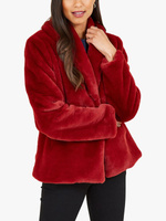 Короткое пальто из искусственного меха с запахом Yumi, красный