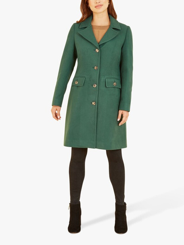 Пальто в стиле милитари на пуговицах Yumi, зеленый