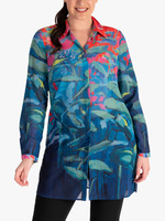 Прозрачная рубашка с цветочным принтом chesca, аква/мульти