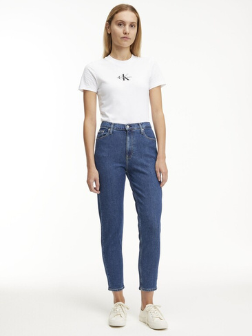 Укороченные джинсы Mom Calvin Klein, джинсовый темный