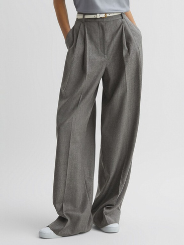 Широкие брюки в тонкую полоску Petite Otis Reiss, серый
