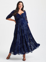 Бархатное платье макси Elizabeth Scarlett & Jo, темно-синий флок