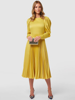 Плиссированное платье миди с пышными рукавами Closet London, желтый