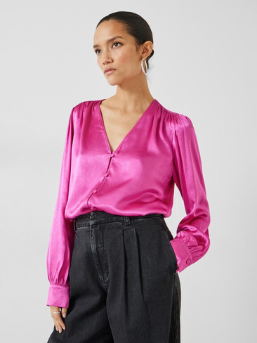 Атласная блузка с завязками Priscilla HUSH, яркий розовый