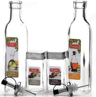 Бутылки для масла/специй в наборе МВ 26675 4 пр стекло