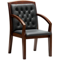 Конференц-кресло Zurich черное (натуральная кожа с компаньоном, дерево темный орех)