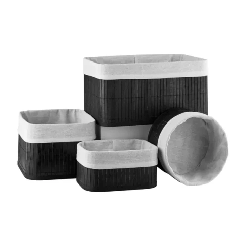 Набор корзин для хранения Verran 892-01 бамбук цвет черный серый 4 шт VERRAN 892-01 Морошка