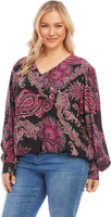 Блузка больших размеров с V-образным вырезом Karen Kane, цвет Paisley