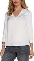 Легкая фактурная атласная блузка Popover с V-образным вырезом Liverpool Los Angeles, слоновая кость