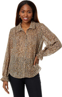 Блуза на пуговицах с длинными рукавами и V-образным вырезом Vince Camuto, цвет Foxtrot