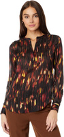 Блузка с открытым V-образным вырезом и длинными рукавами DKNY, цвет Cabernet Multi