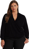 Плиссированная бархатная блузка больших размеров LAUREN Ralph Lauren, цвет Black Velvet